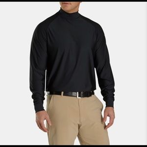 FJ FootJoy Black Mock Neck Golf Shirt